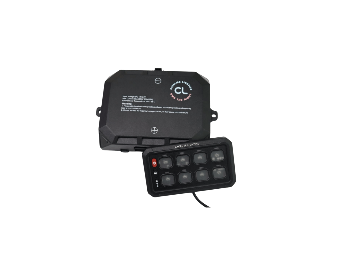 Cavalier Lighting 8 Gang Switch panel with bluetooth app